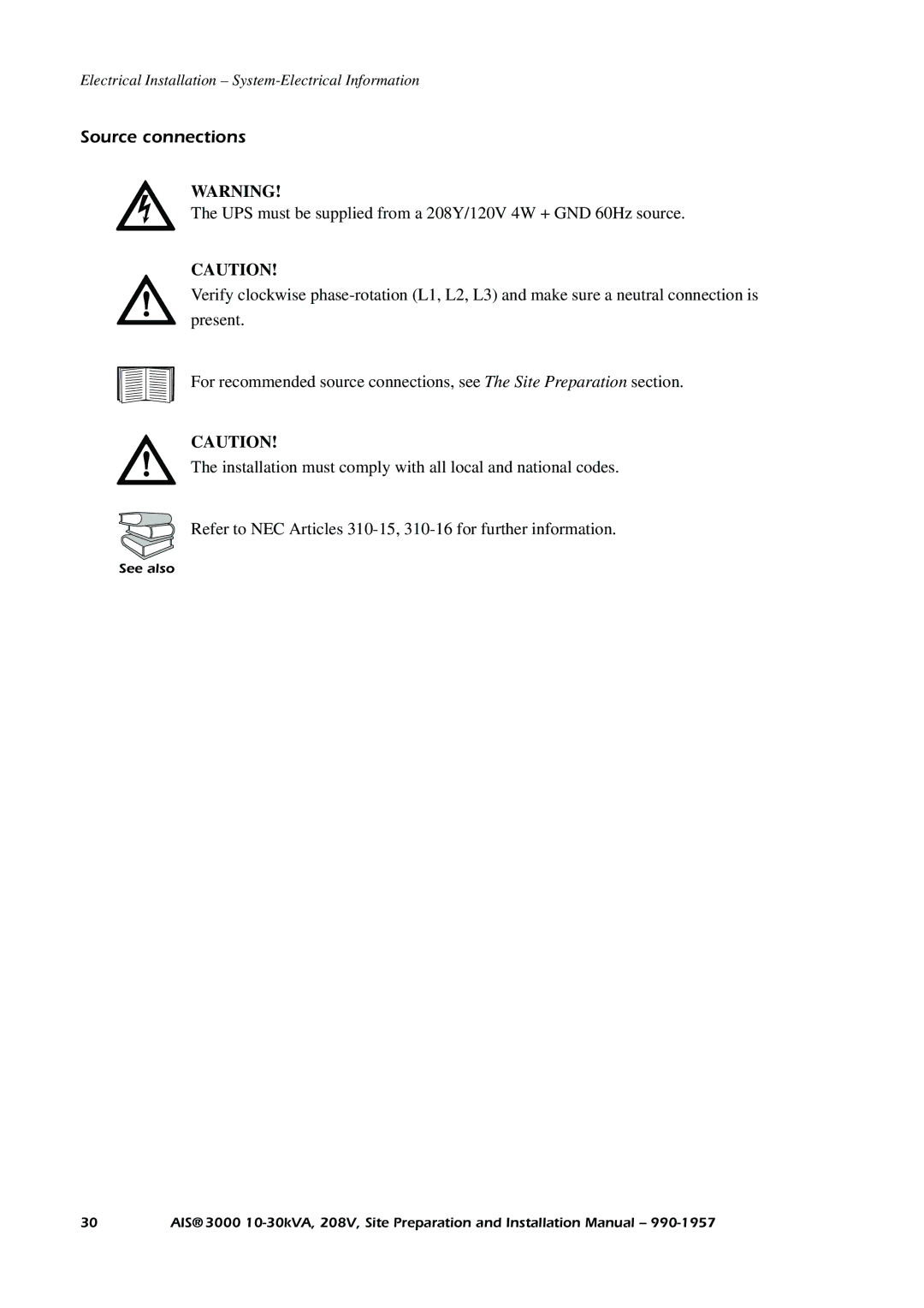 APC 3000 installation manual Source connections 