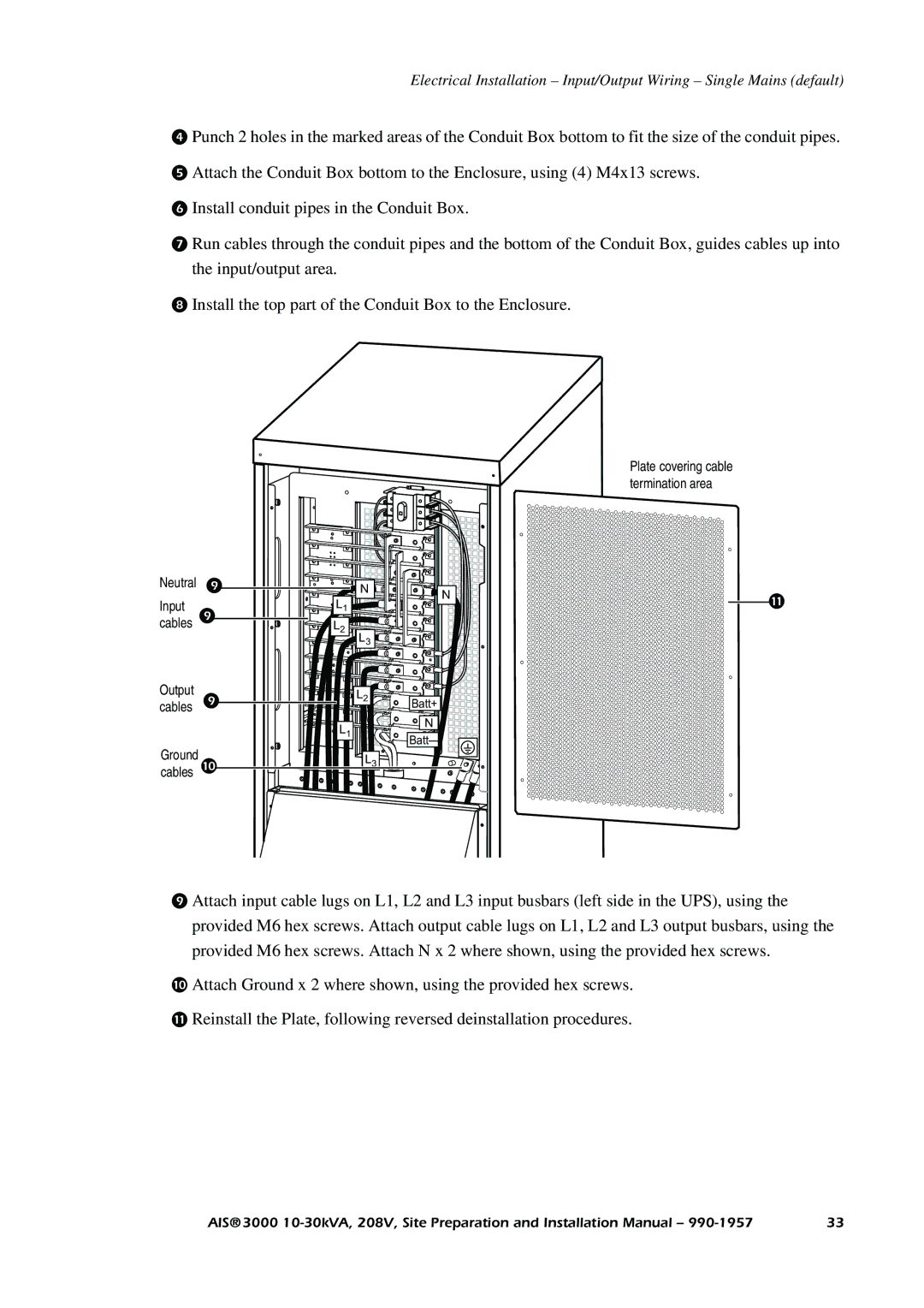 APC 3000 installation manual Cables Output 