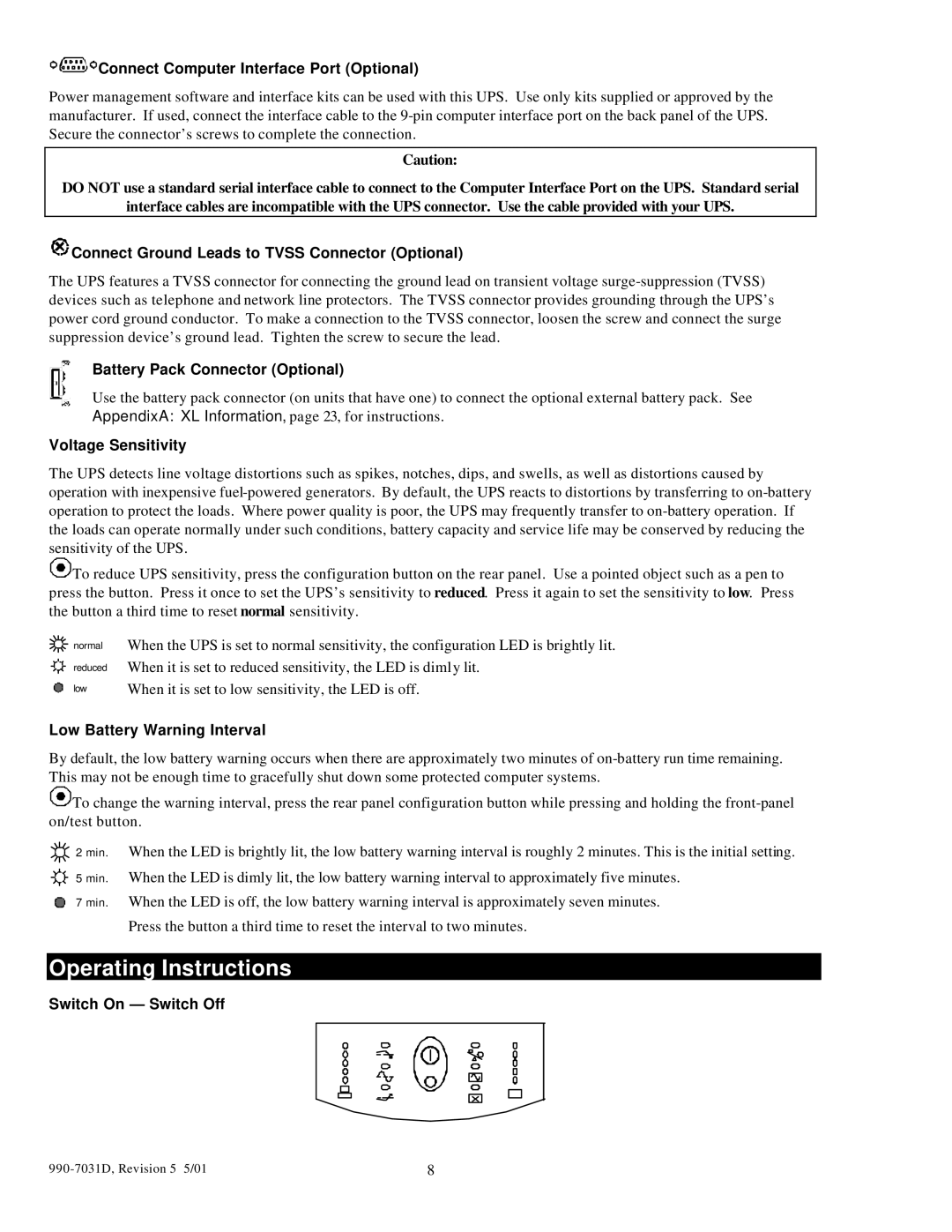 APC 2200XLT, 3000T, 5000T, 1400XLT user manual Operating Instructions 