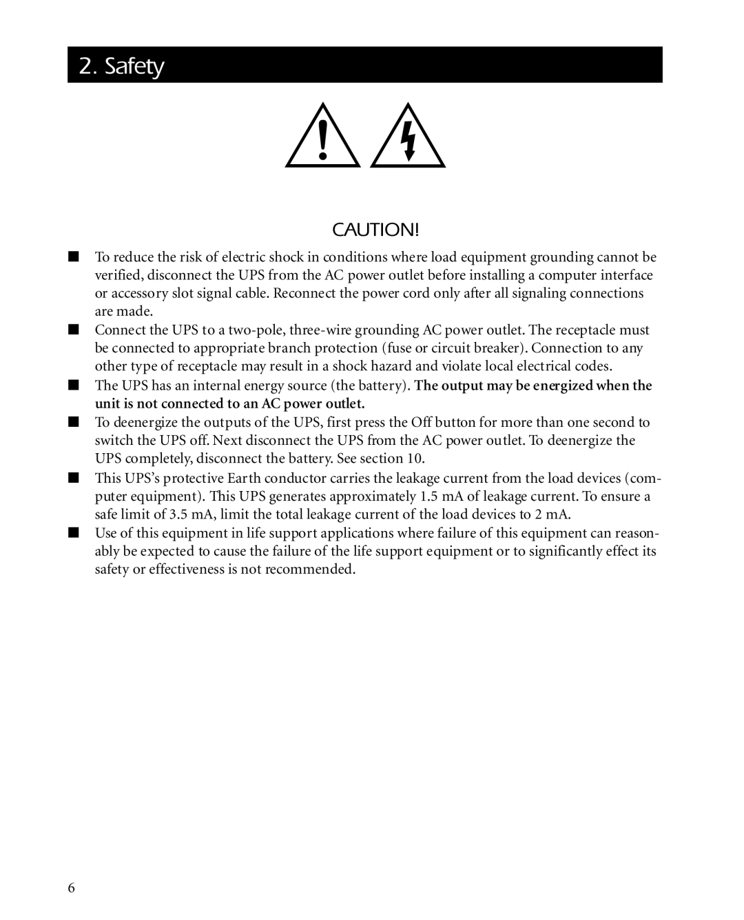 APC 1400XLT, 3000XLT, 2200XLT user manual Safety 