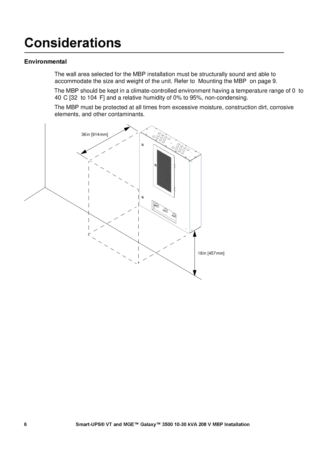 APC 3500 manual Considerations, Environmental 