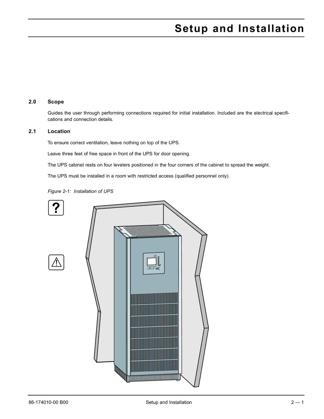 APC 40 130KVA user manual Setup and Installation, Location 