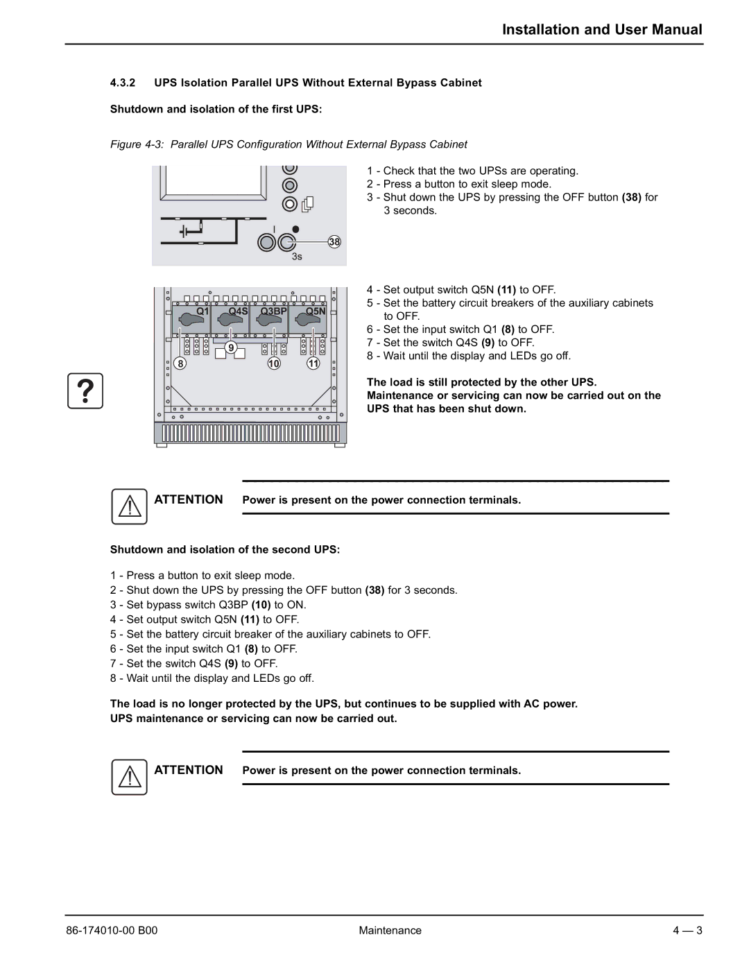 APC 40 130KVA user manual Parallel UPS Configuration Without External Bypass Cabinet 