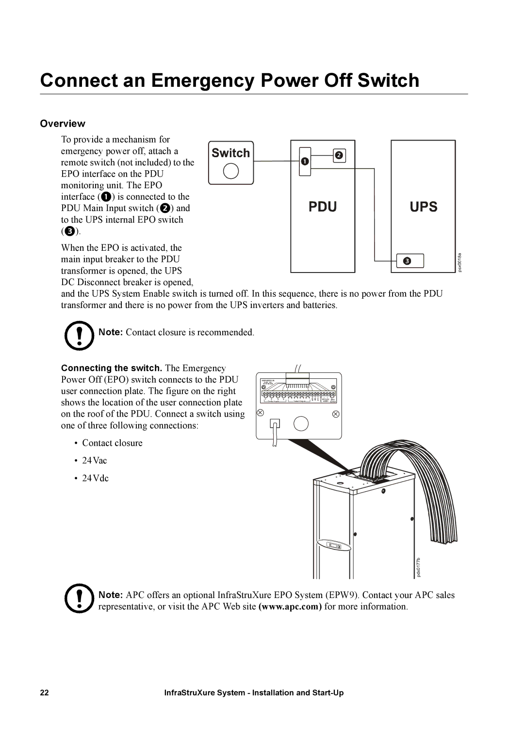 APC 600, 480, 208 manual Connect an Emergency Power Off Switch, Overview 