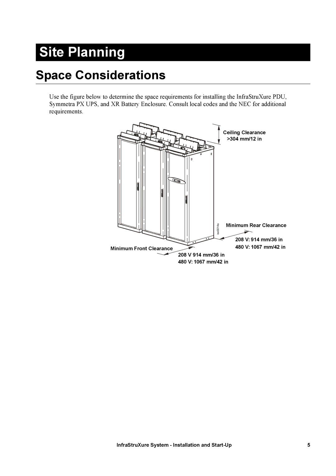 APC 480, 208, 600 manual Site Planning, Space Considerations 