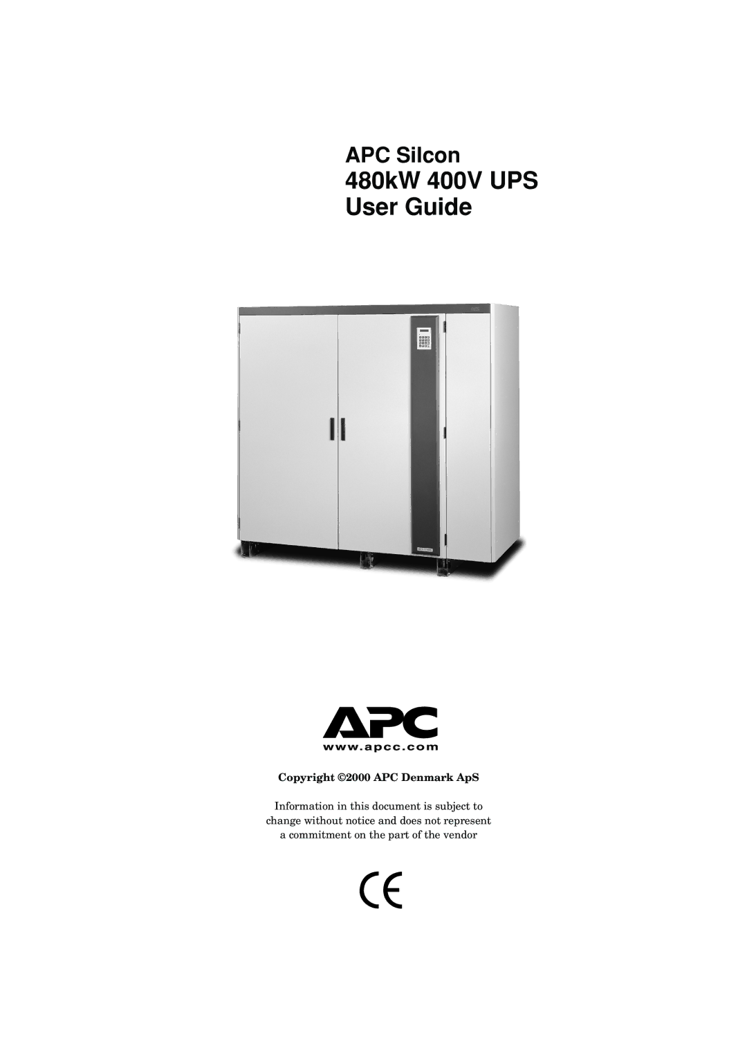 APC manual 480kW 400V UPS User Guide, Copyright 2000 APC Denmark ApS 