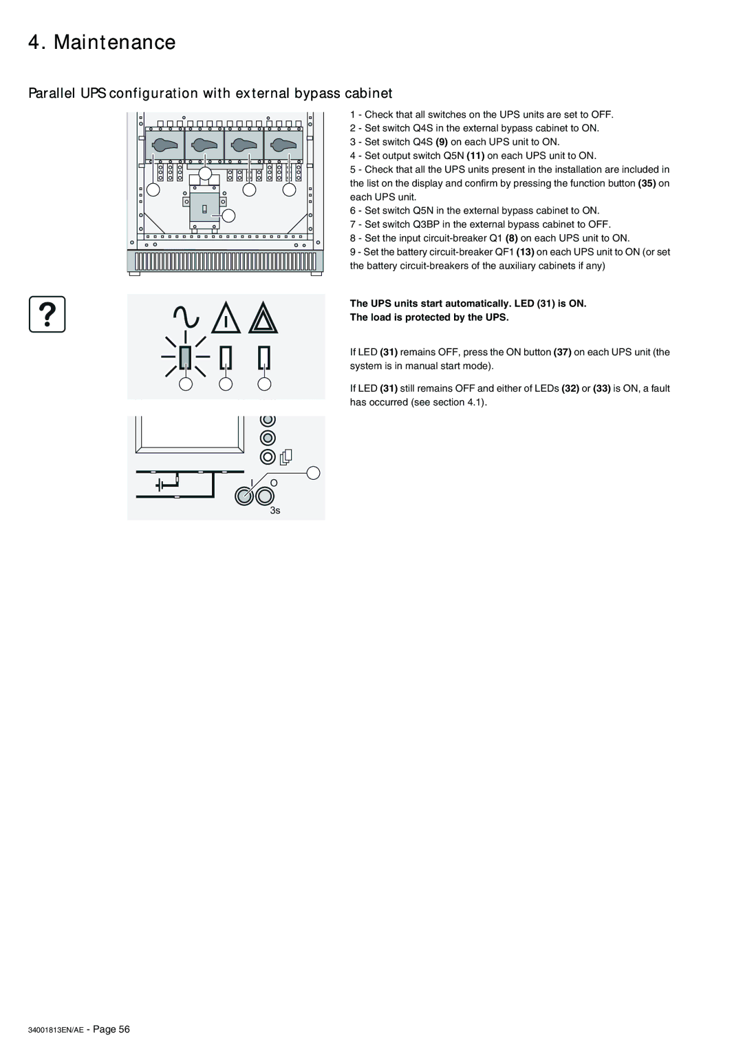 APC 5000 user manual Parallel UPS configuration with external bypass cabinet 