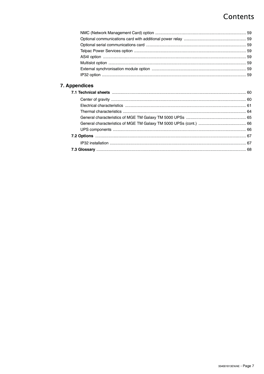 APC 5000 user manual Contents 