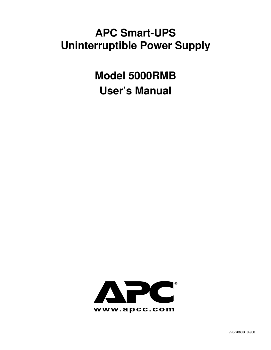 APC 5000RMB user manual 990-7080B 09/00 