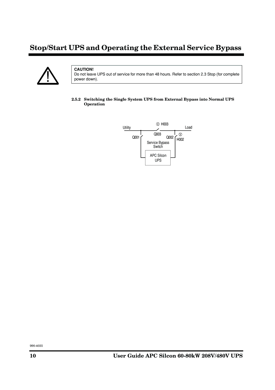 APC 60-80KW 208/480V UPS manual Ups 