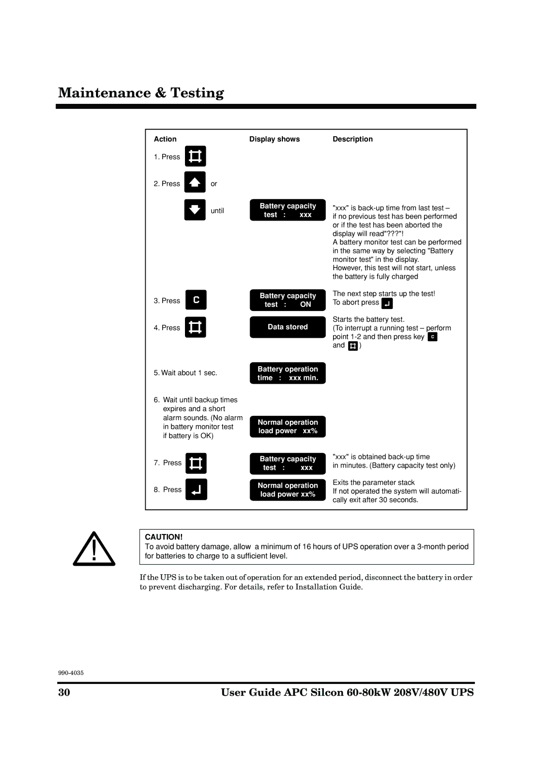 APC 60-80KW 208/480V UPS manual Until 