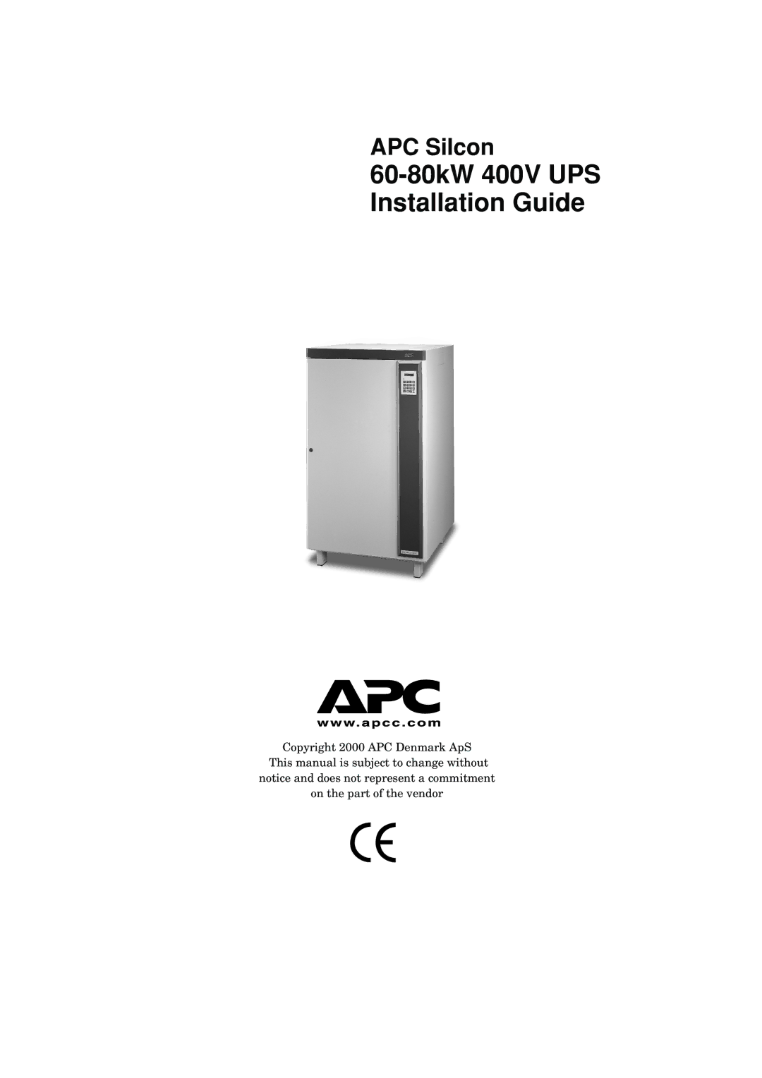 APC manual 60-80kW 400V UPS Installation Guide 