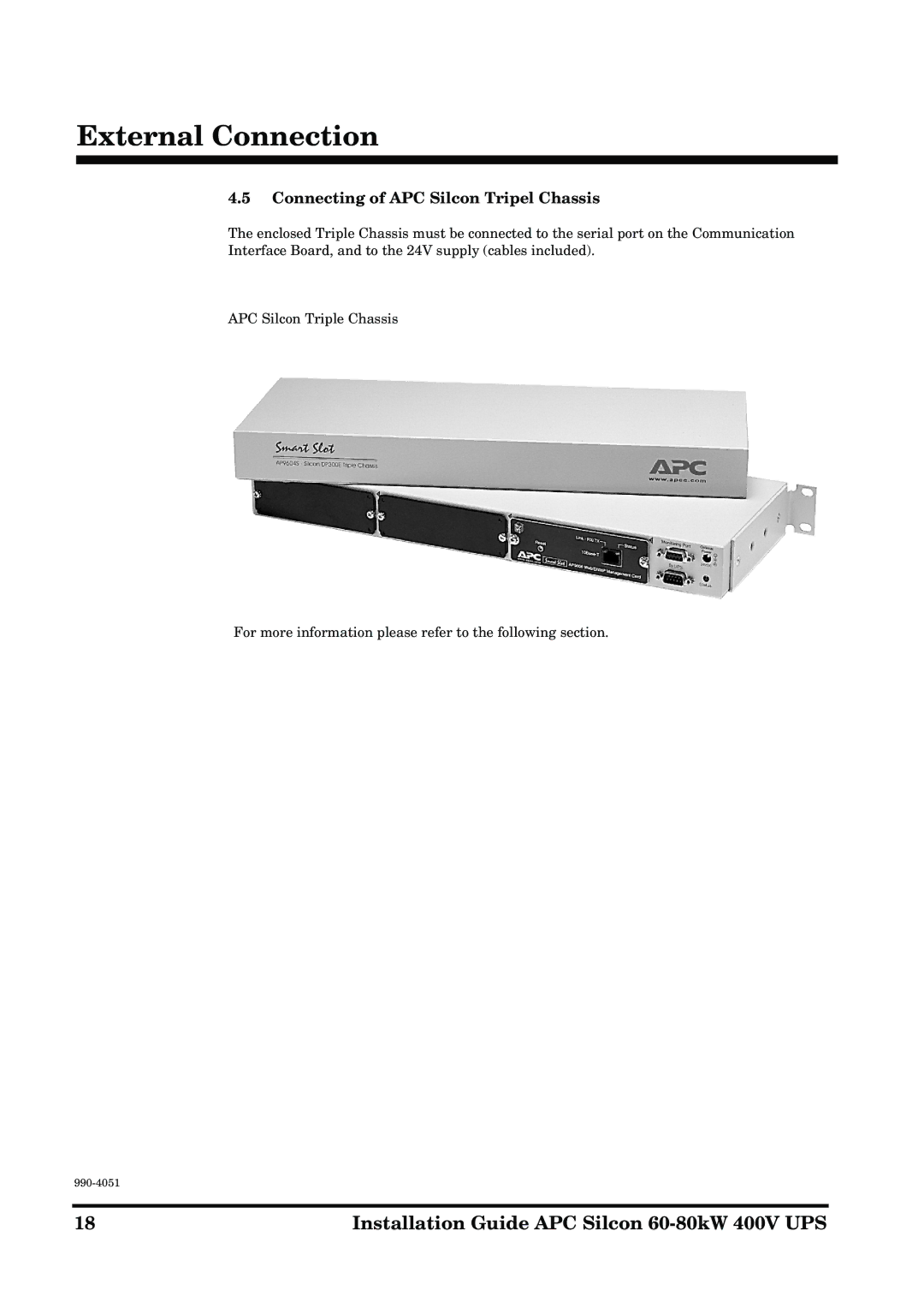 APC 60-80kW manual Connecting of APC Silcon Tripel Chassis 