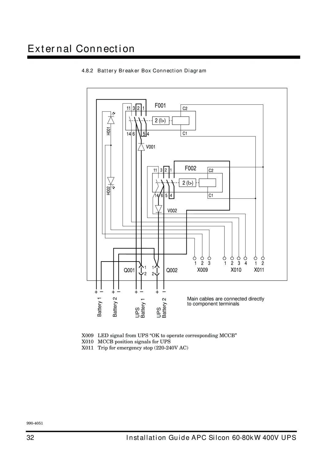 APC 60-80kW manual Battery Breaker Box Connection Diagram 