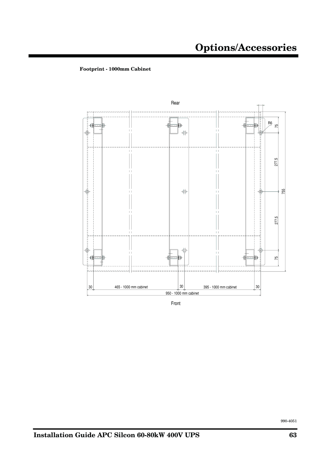 APC 60-80kW manual Footprint 1000mm Cabinet 