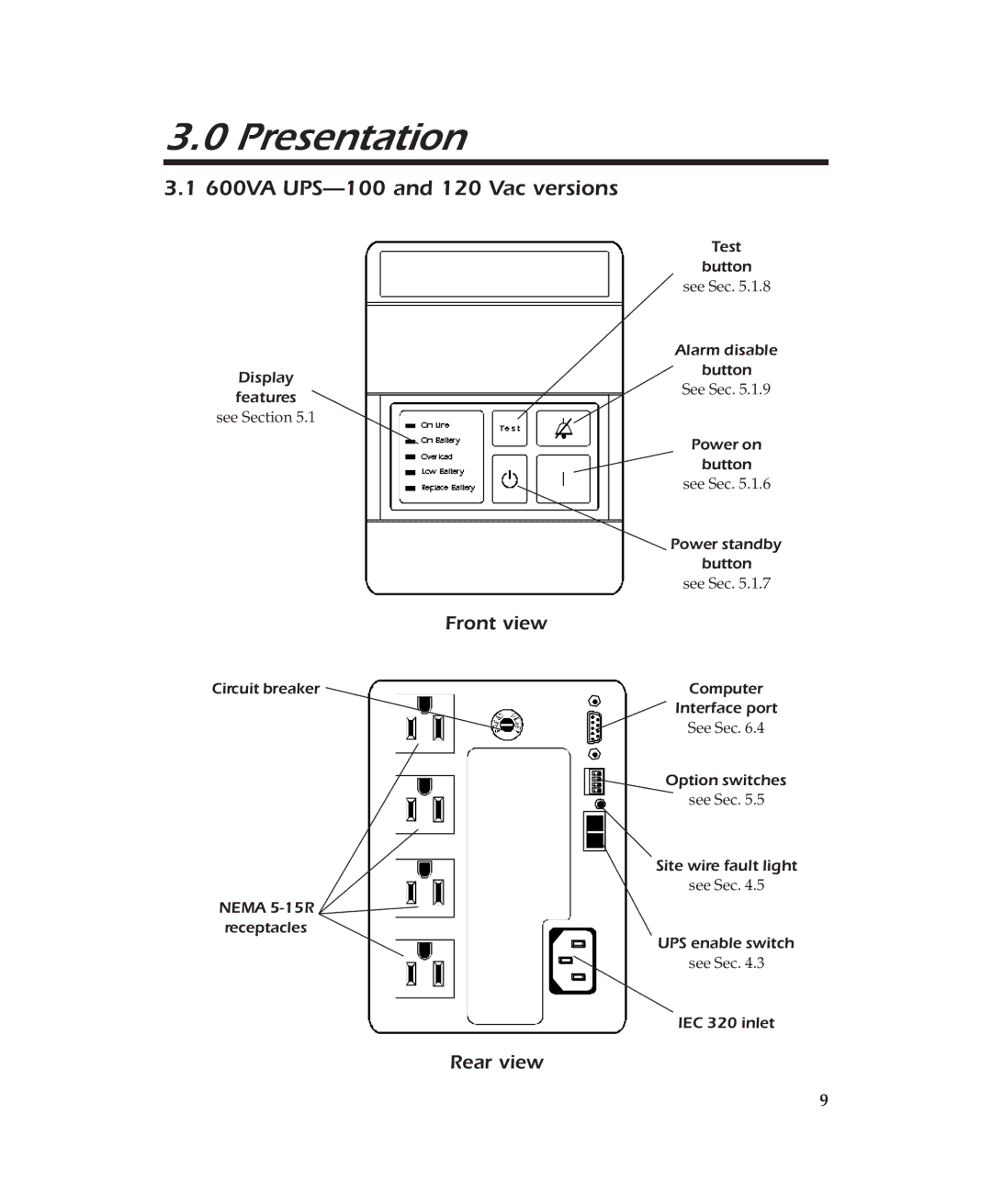 APC user manual Presentation, 600VA UPS-100 and 120 Vac versions 