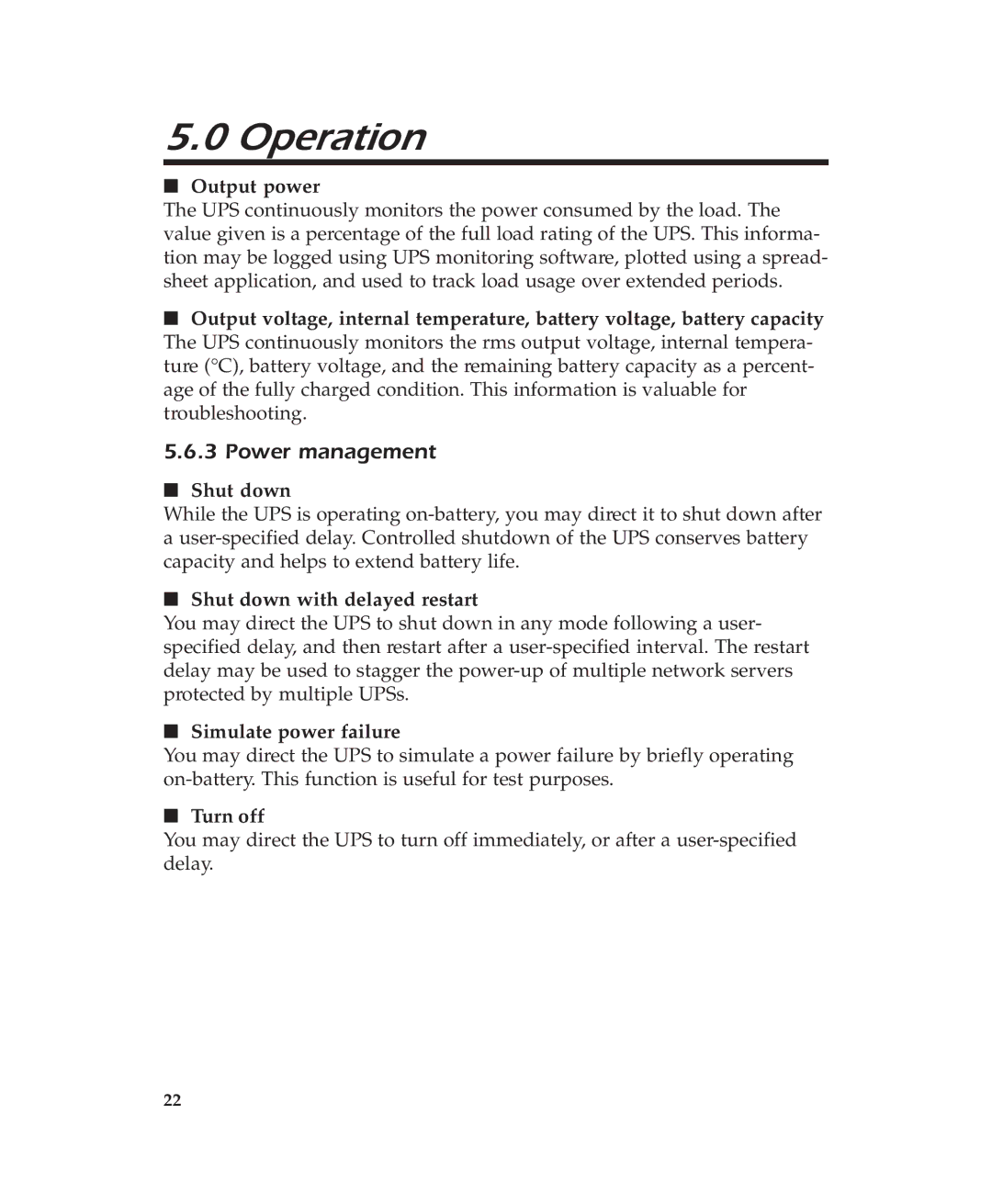 APC 600 user manual Power management 