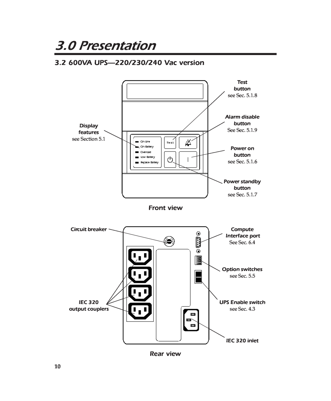 APC user manual 3.2 600VA UPS-220/230/240Vac version, Presentation 