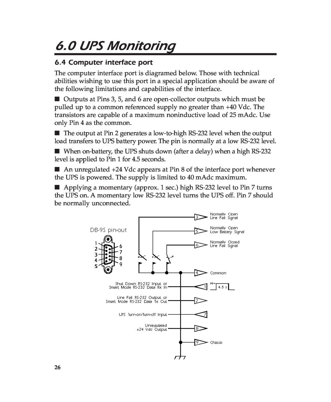 APC 600 user manual UPS Monitoring, Computer interface port 