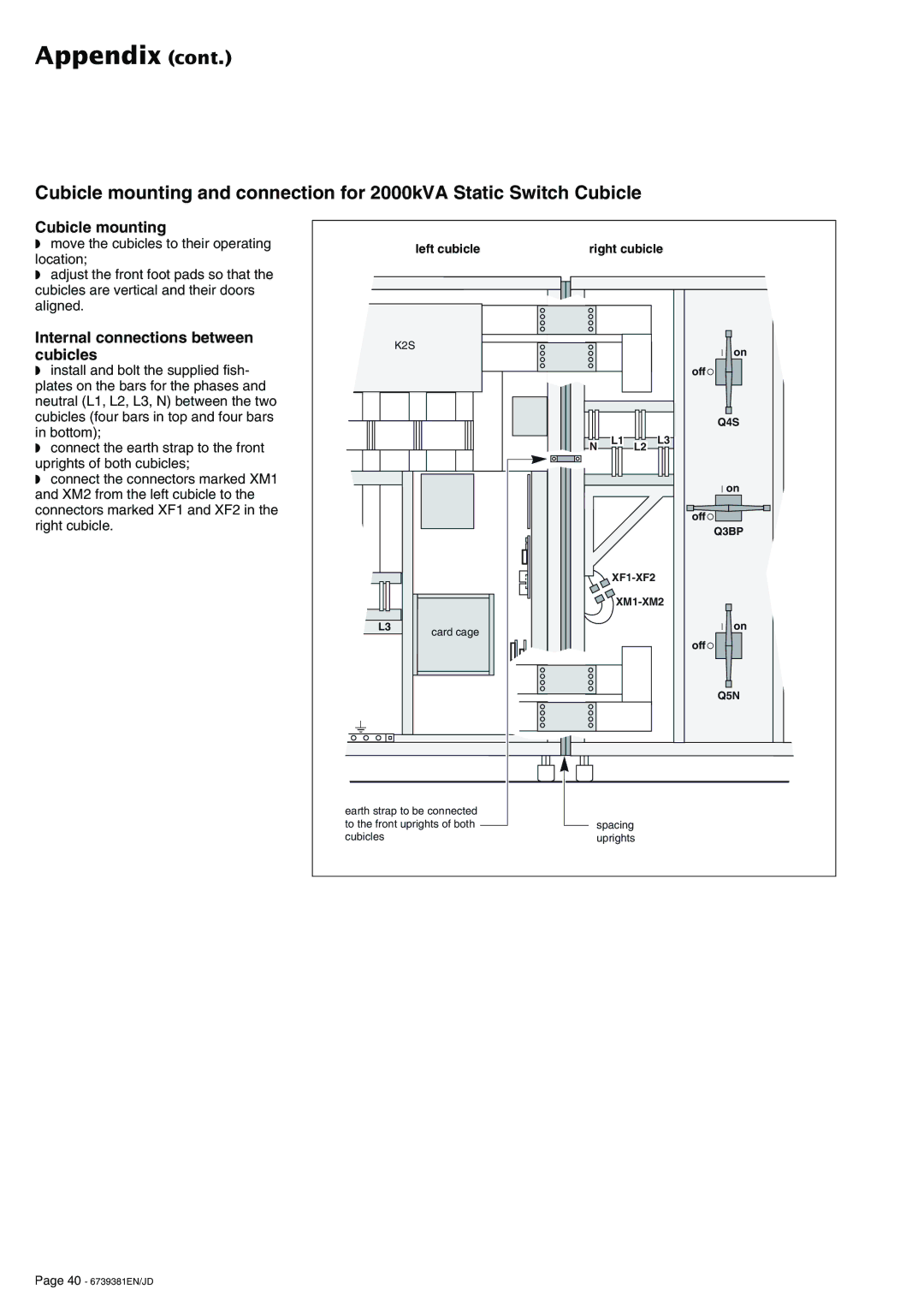 APC 6000 installation manual Left cubicle, Right cubicle, Q3BP XF1-XF2 XM1-XM2, Card cage 