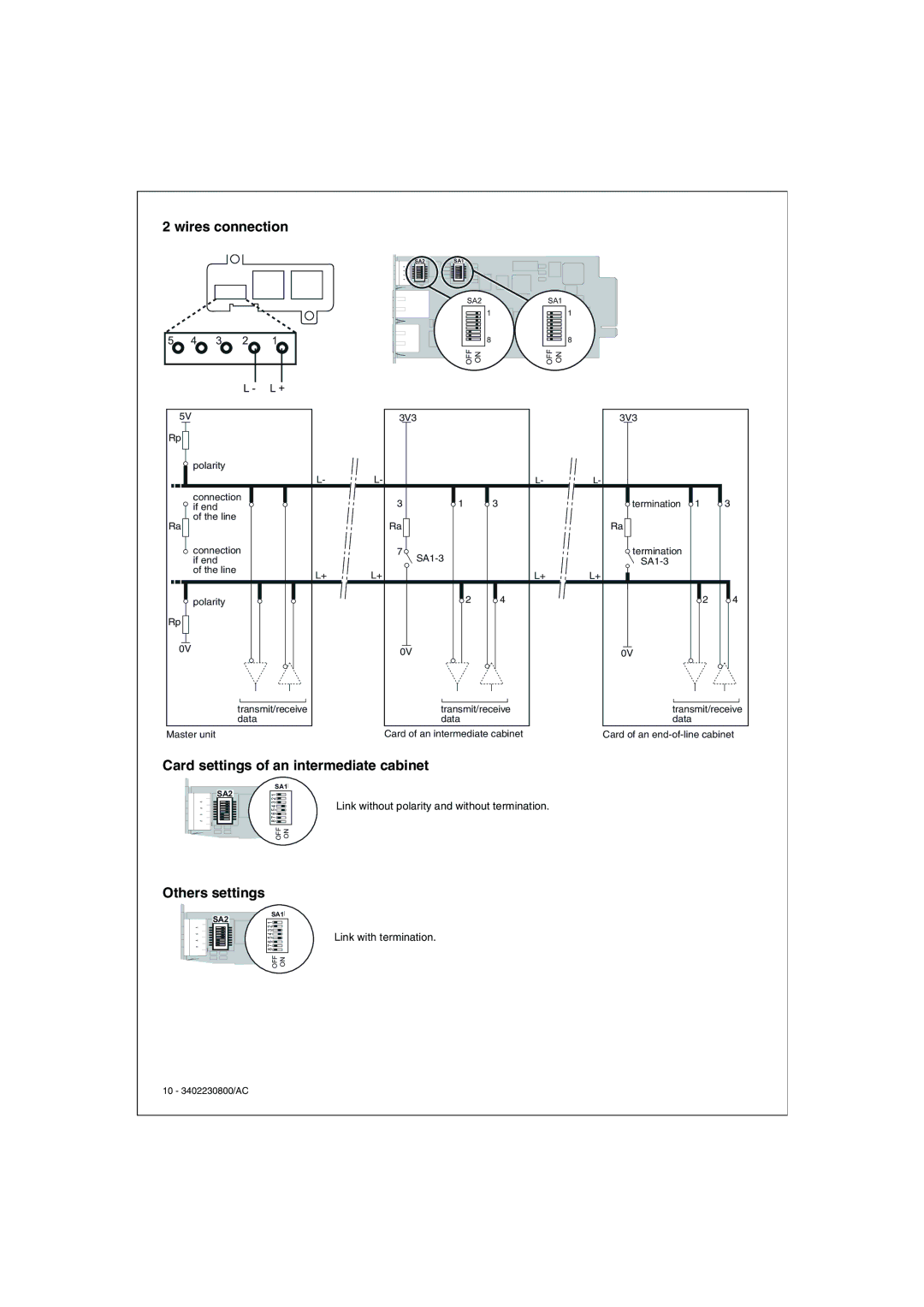 APC 66123 installation manual Card settings of an intermediate cabinet 