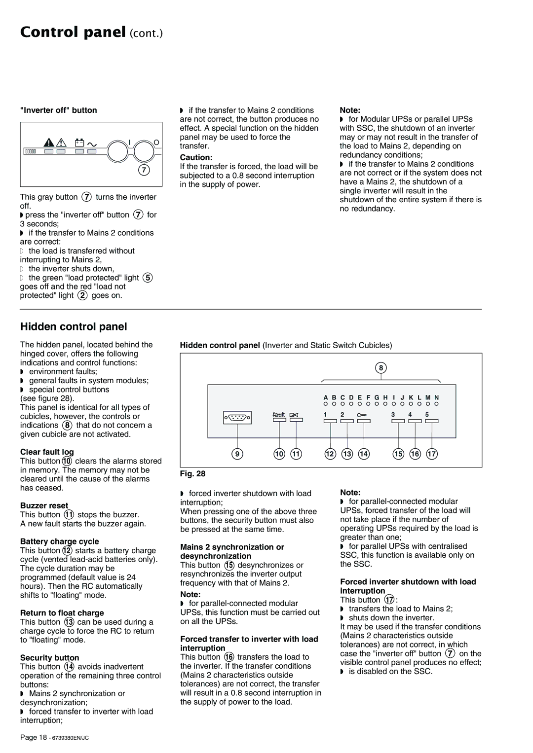 APC 6739380EN/JC user manual Hidden control panel 