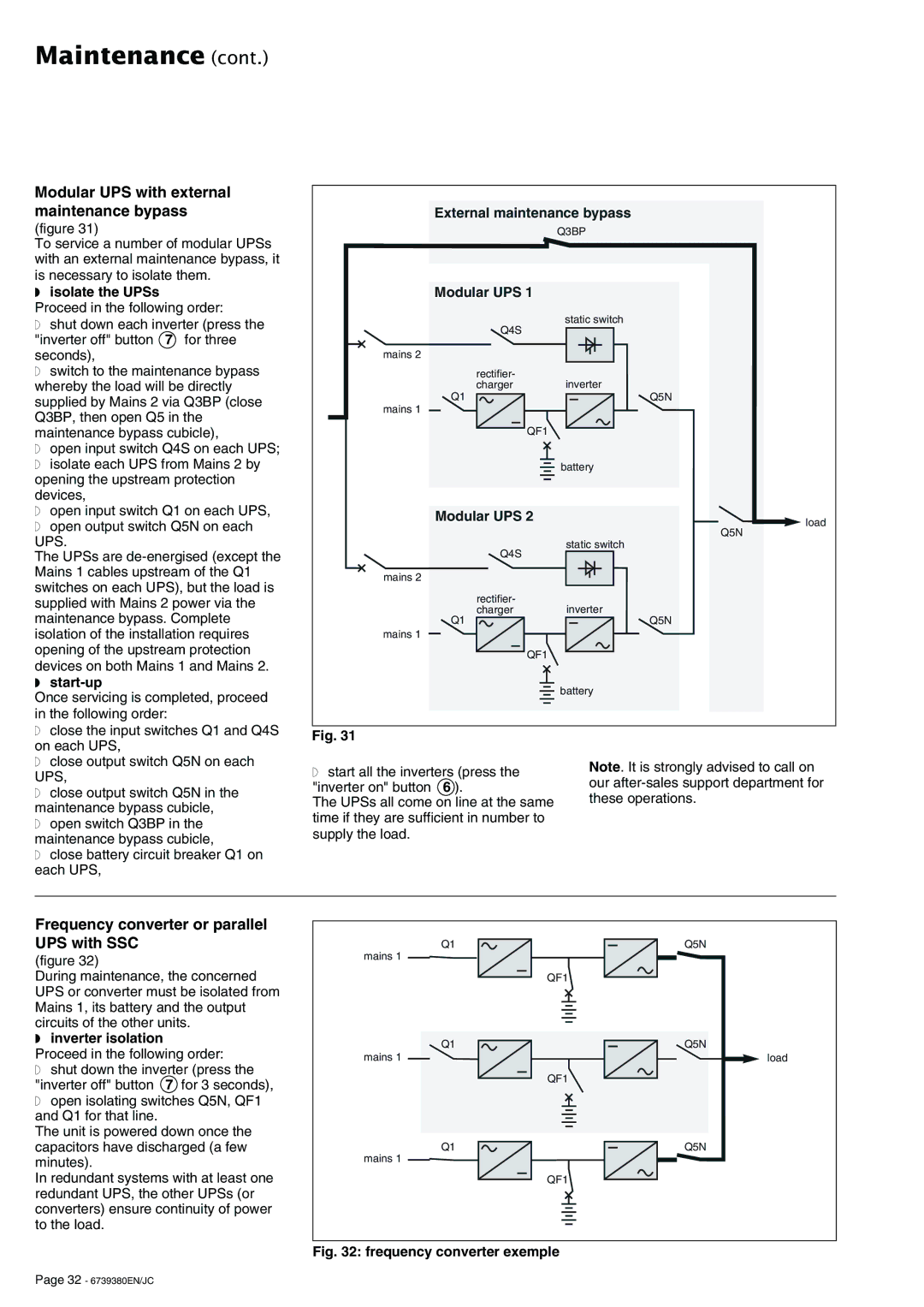 APC 6739380EN/JC user manual Frequency converter or parallel UPS with SSC, Isolate the UPSs 