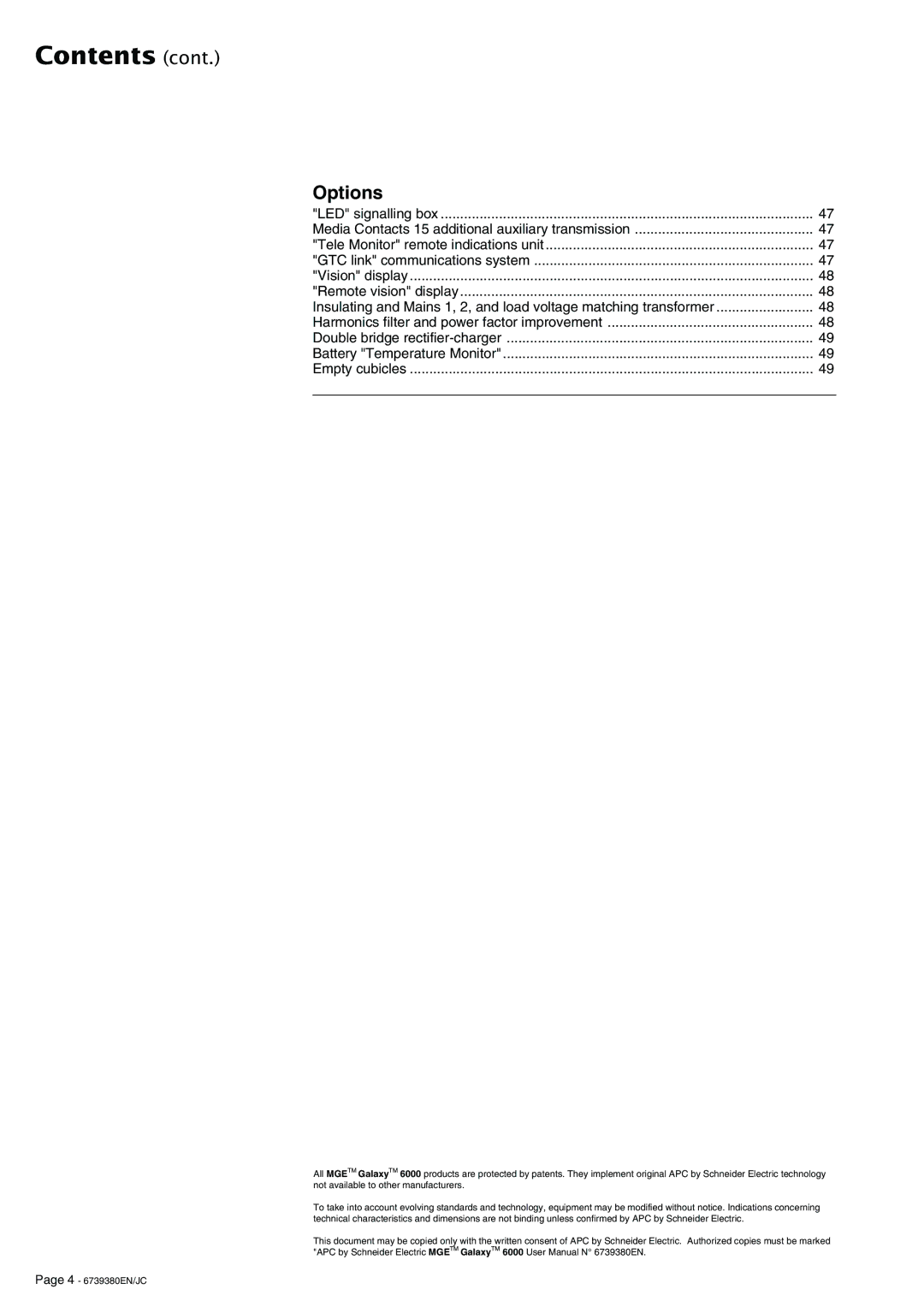 APC 6739380EN/JC user manual Options 