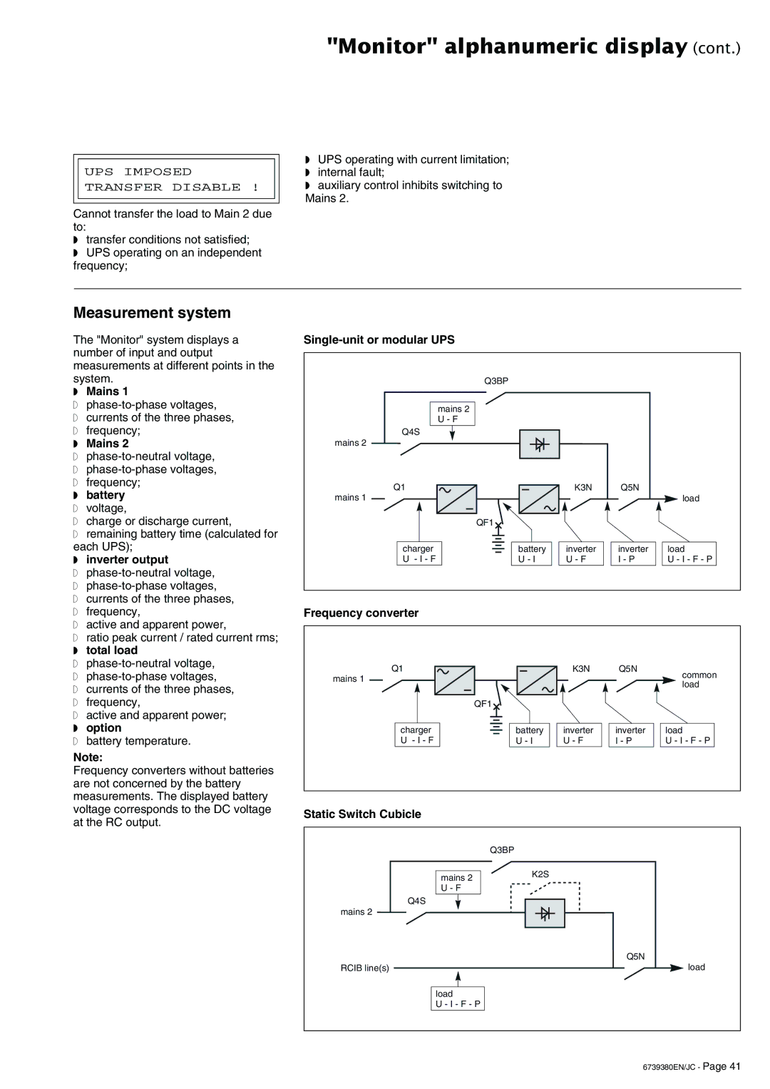 APC 6739380EN/JC user manual Measurement system 