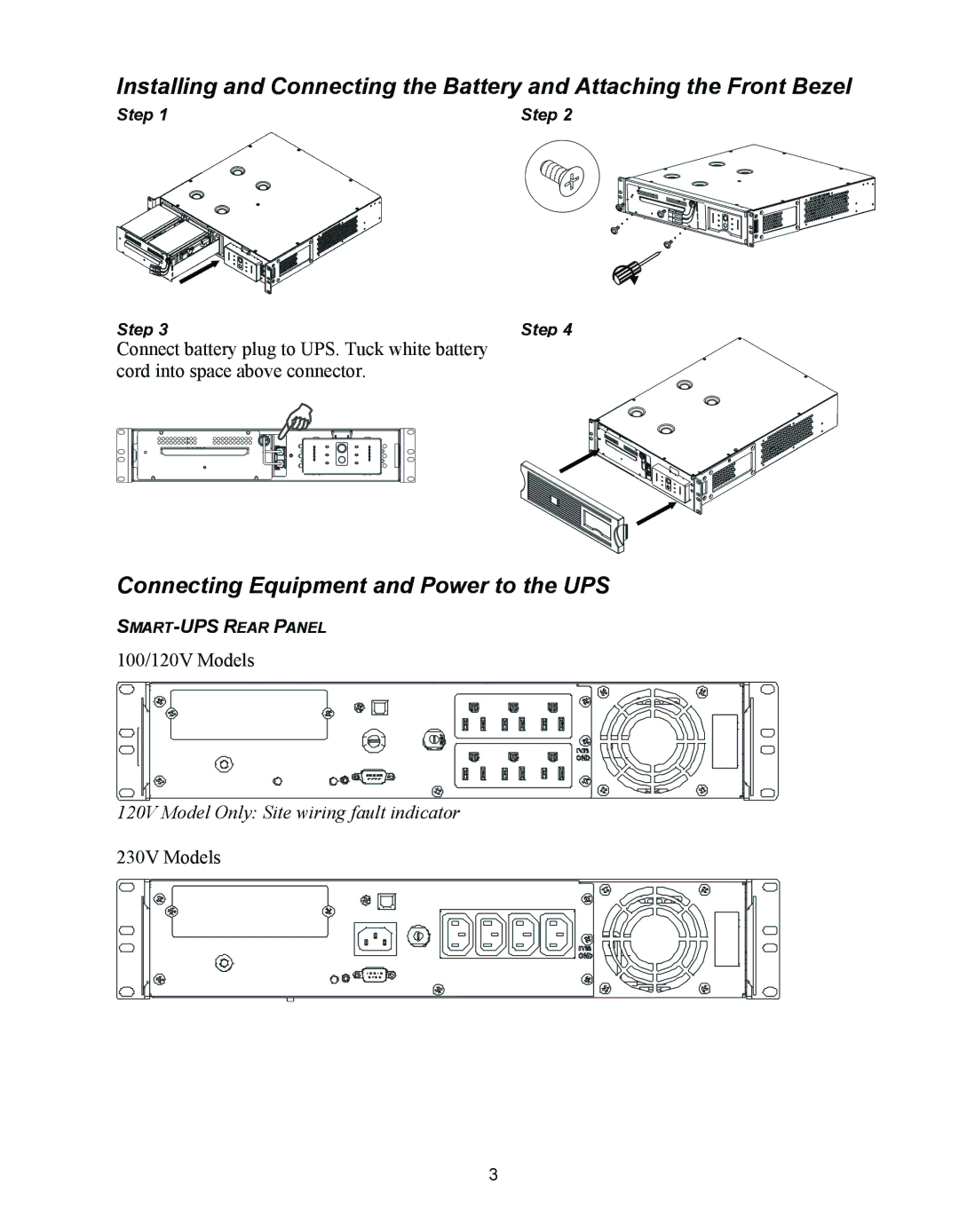 APC 750 user manual Connecting Equipment and Power to the UPS 