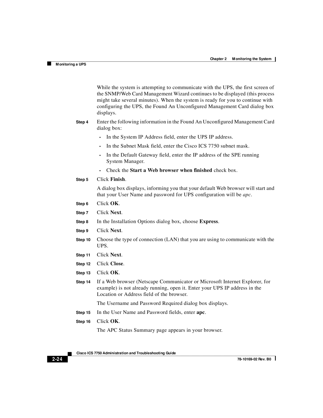 APC 78-10169-02 manual Check the Start a Web browser when finished check box 