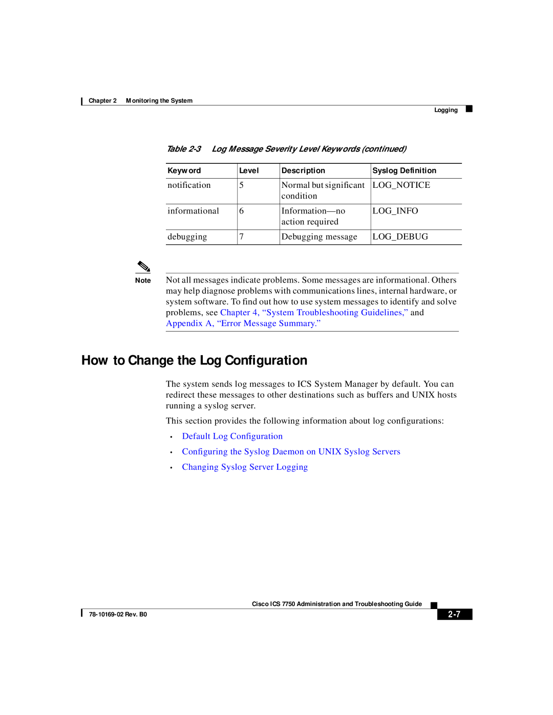 APC 78-10169-02 manual How to Change the Log Configuration 