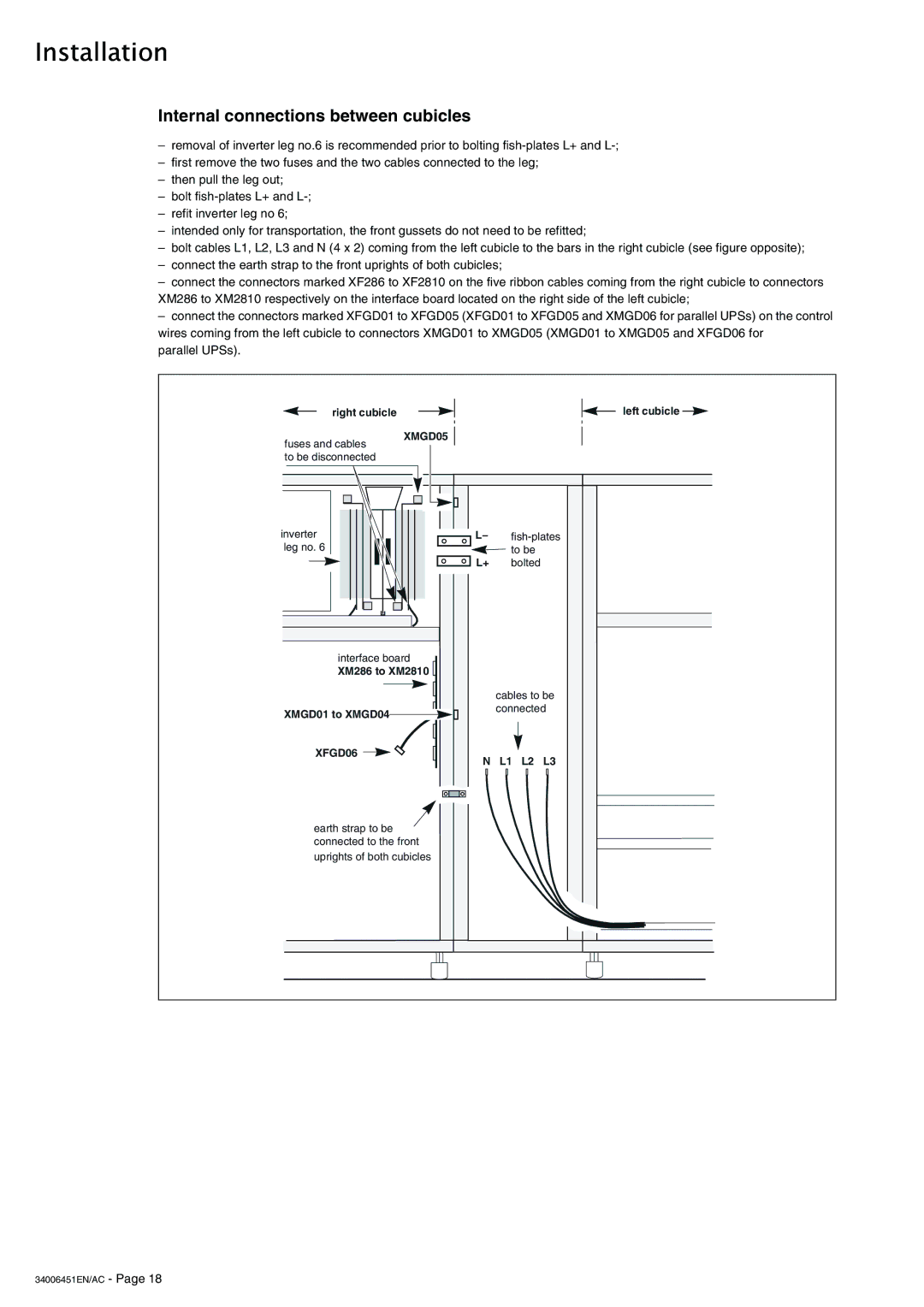 APC 9000 installation manual Internal connections between cubicles, XMGD05, XFGD06 