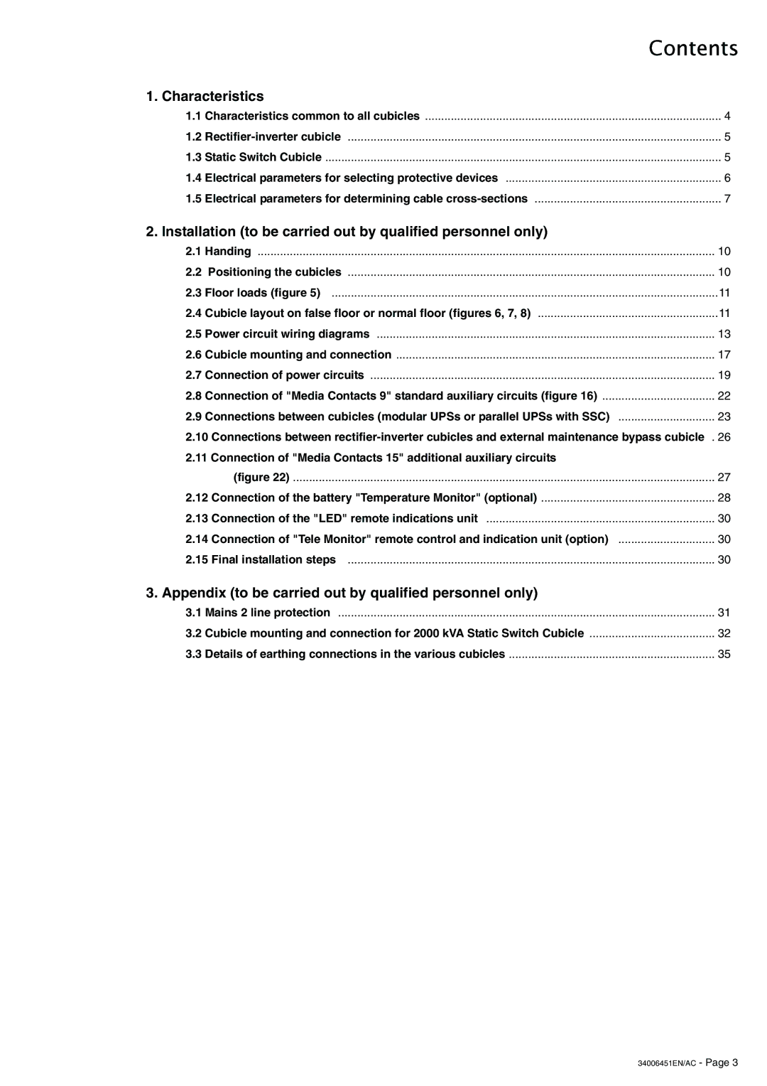 APC 9000 installation manual Contents 