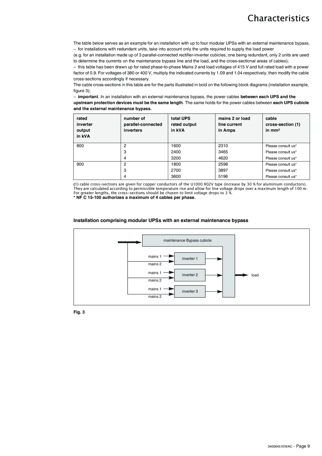 APC 9000 installation manual Maintenance Bypass cubicle Mains Inverter Mains 1 mains Load 