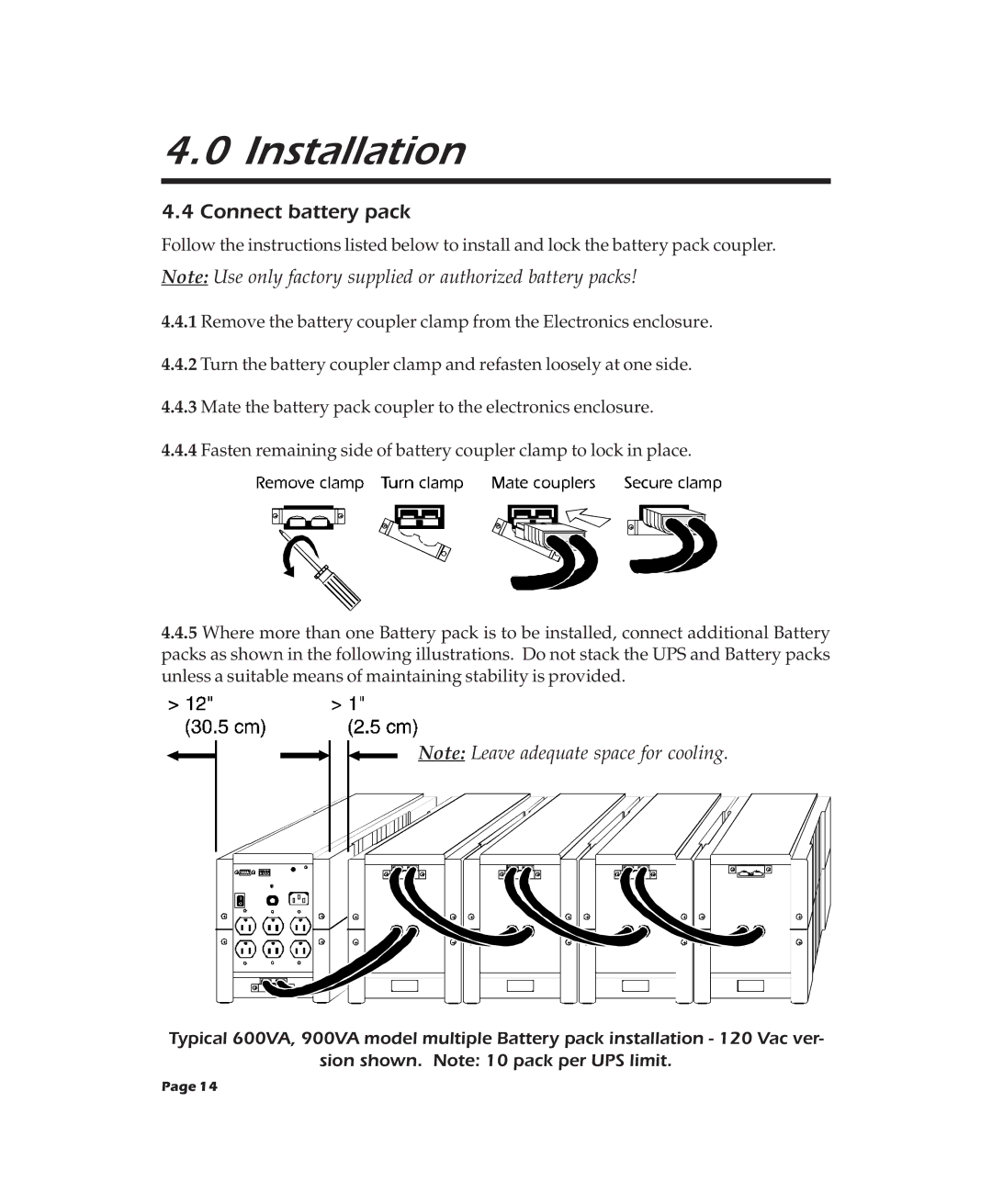 APC 2000XL, 900XL, 600XL user manual Connect battery pack 