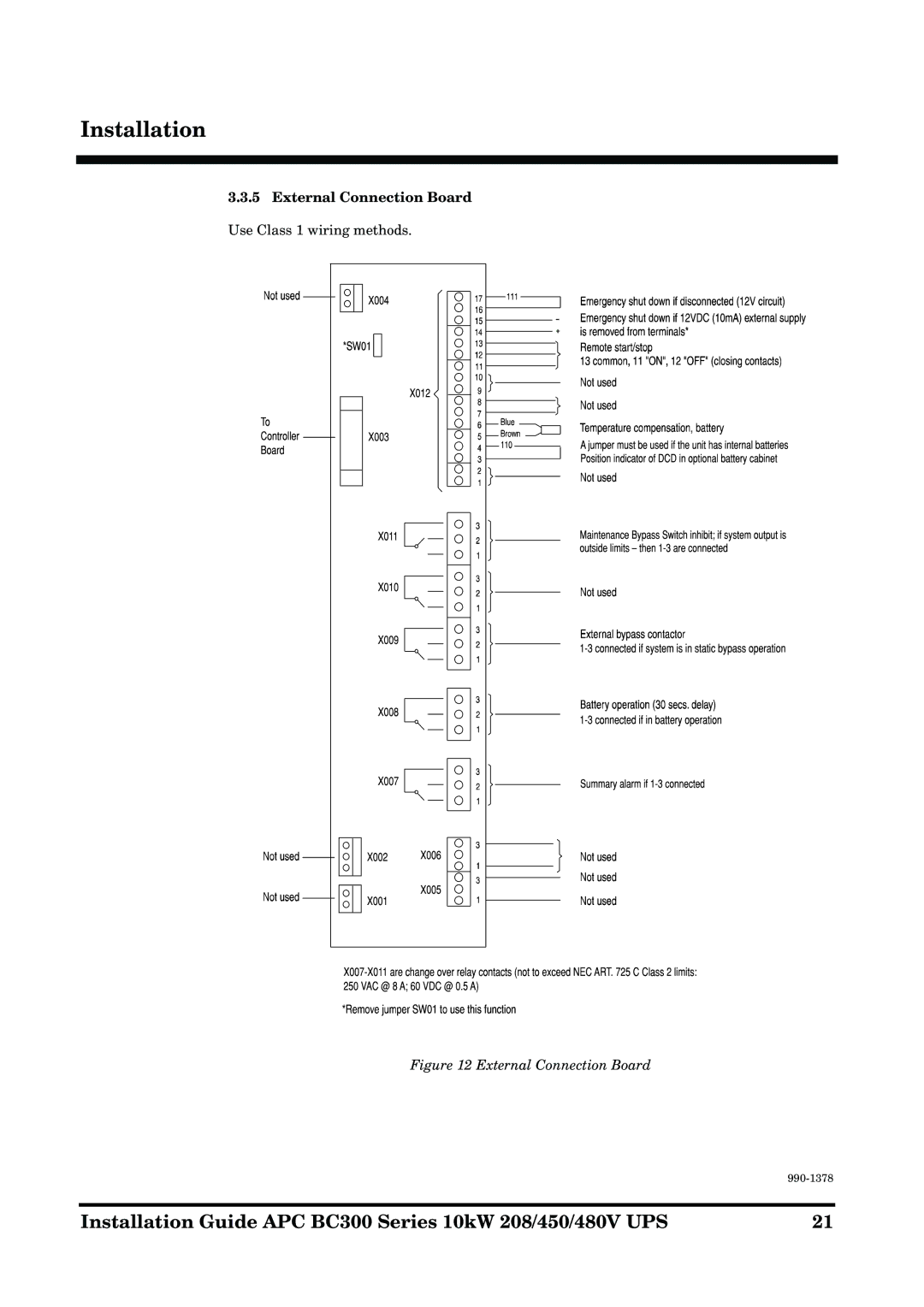 APC 990-1378 manual External Connection Board 