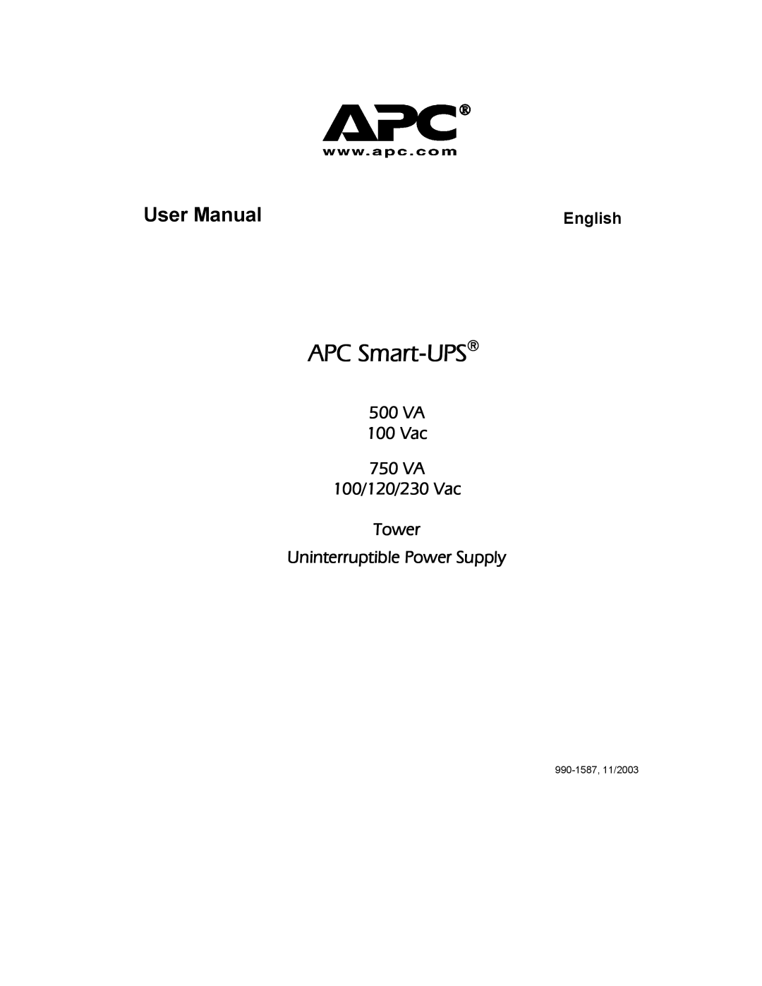 APC 990-1587 user manual APC Smart-UPS 