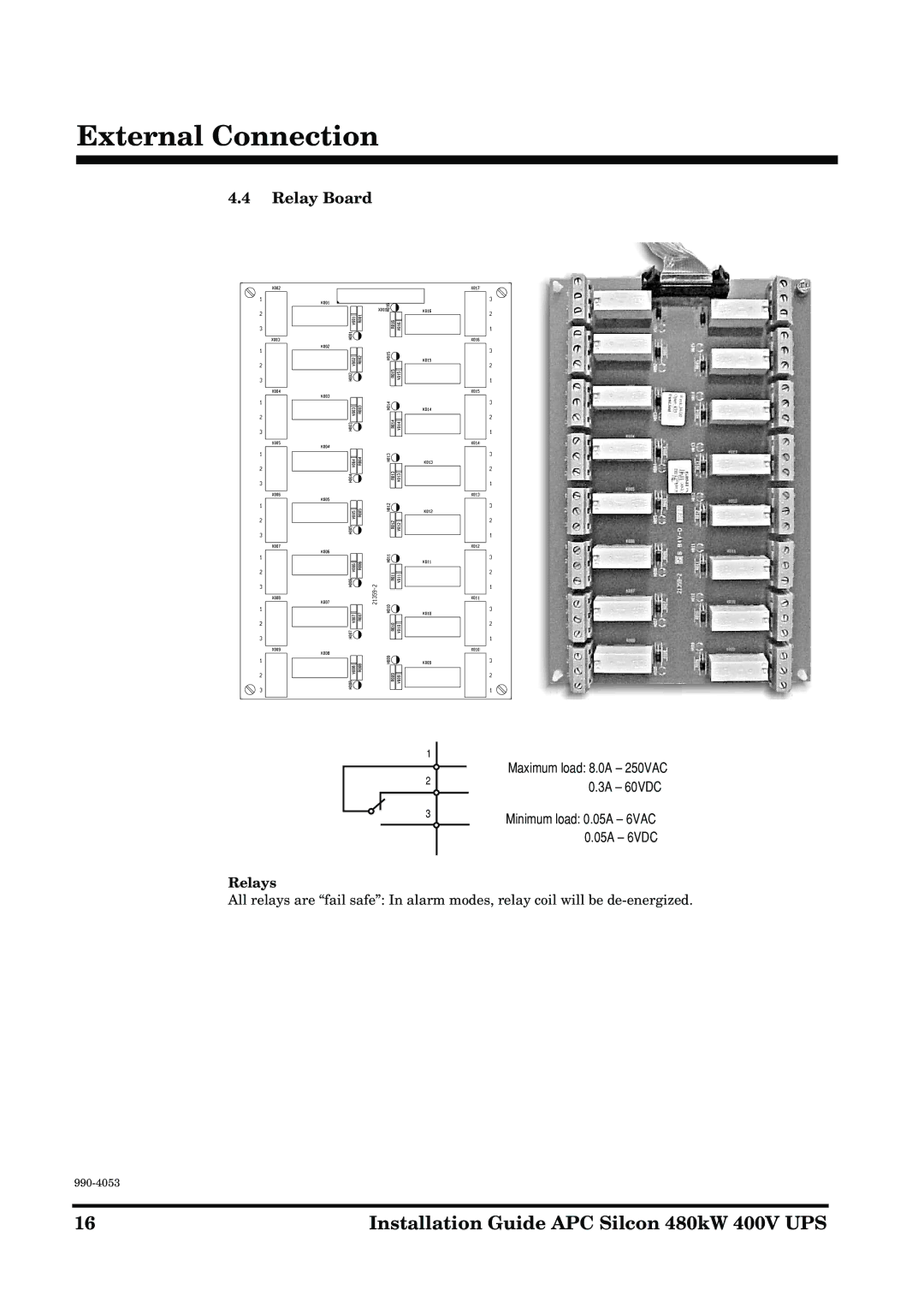 APC 990-4053 manual Relay Board, Relays 