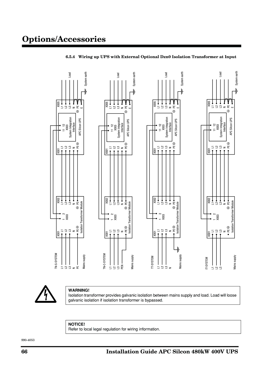 APC 990-4053 manual Options/Accessories 