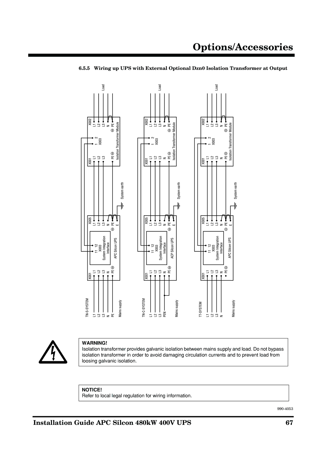 APC 990-4053 manual Options/Accessories 