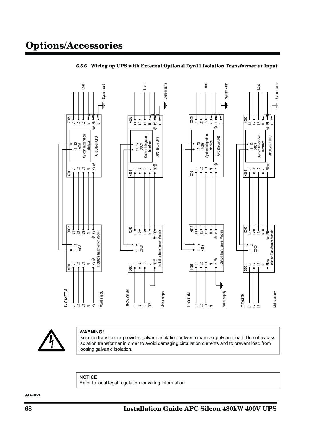 APC 990-4053 manual Options/Accessories 