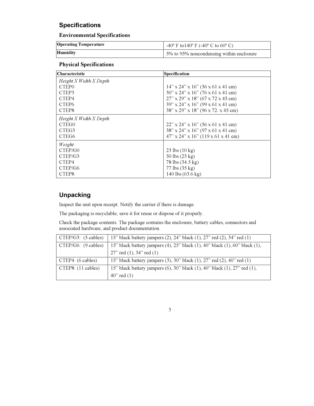 APC 990-5520B user manual Unpacking, Environmental Specifications, Physical Specifications 