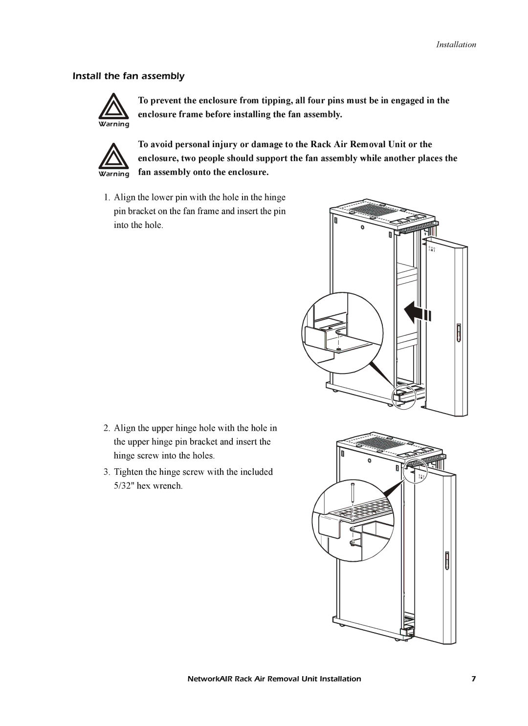 APC ACF102BLK manual Install the fan assembly 