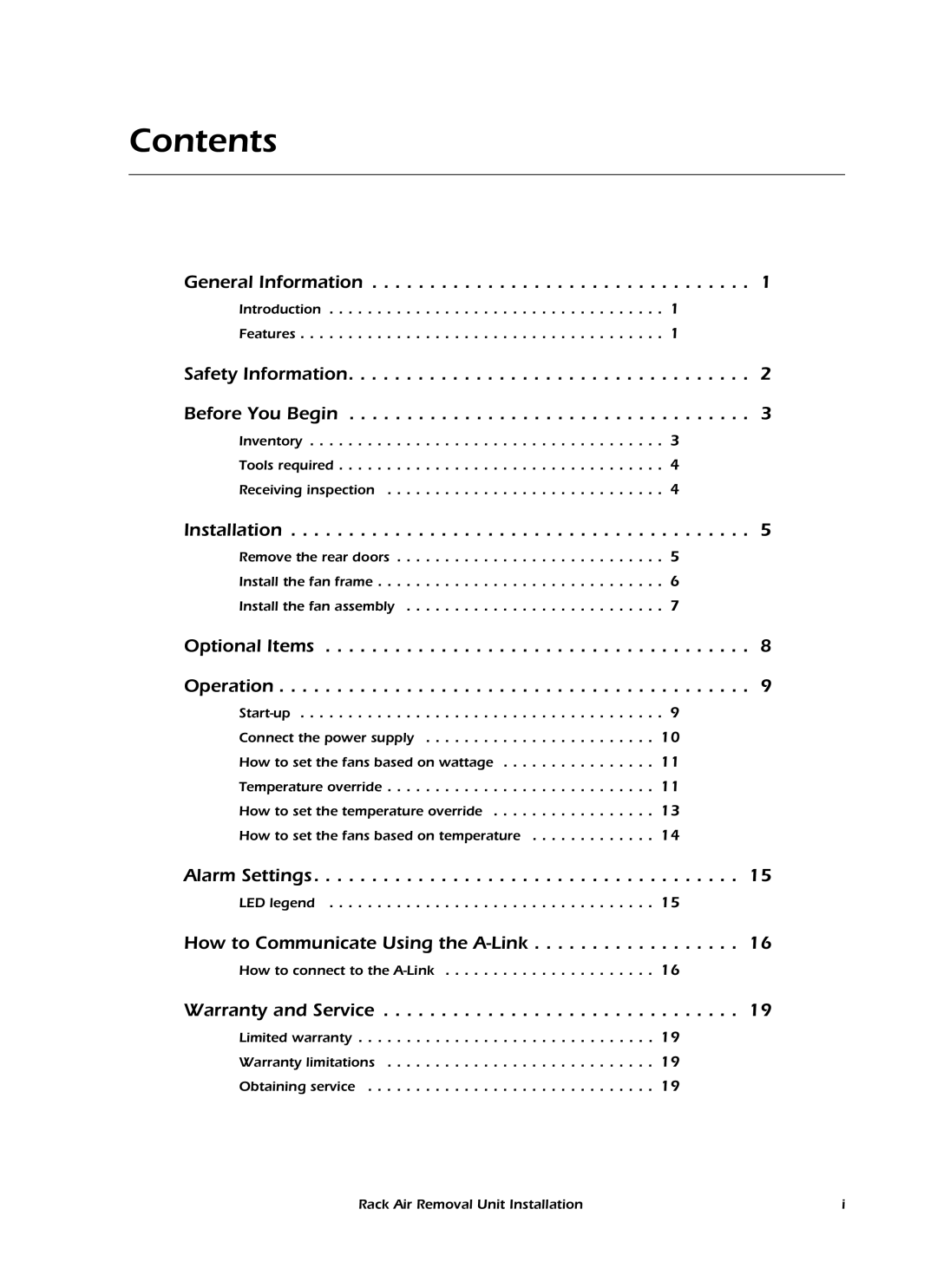 APC ACF102BLK manual Contents 