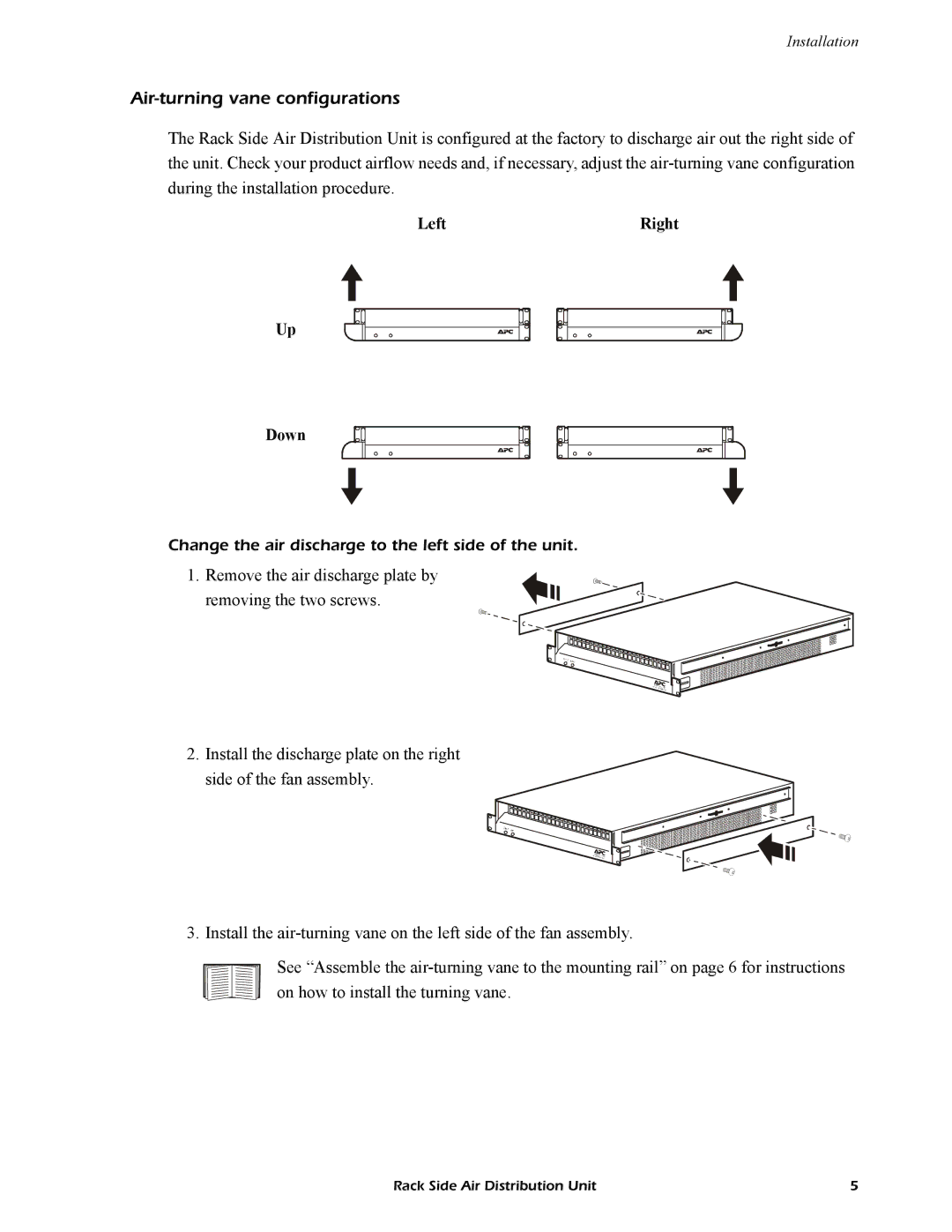 APC ACF202BLK quick start Air-turning vane configurations 