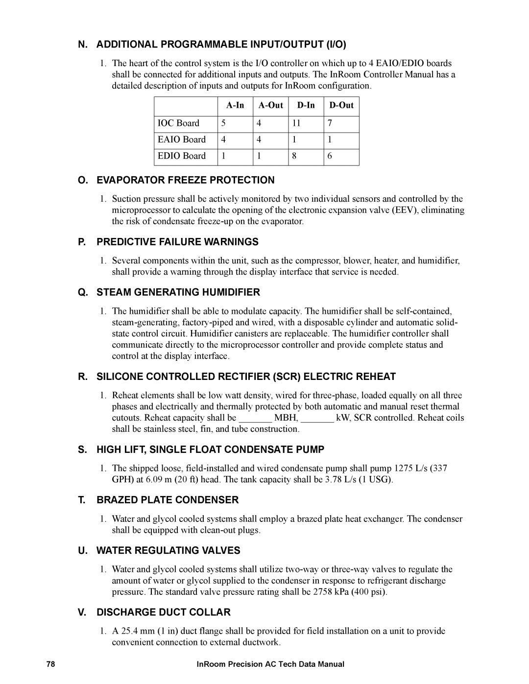 APC ACPDX21-86 manual Additional Programmable INPUT/OUTPUT I/O, Evaporator Freeze Protection, Predictive Failure Warnings 