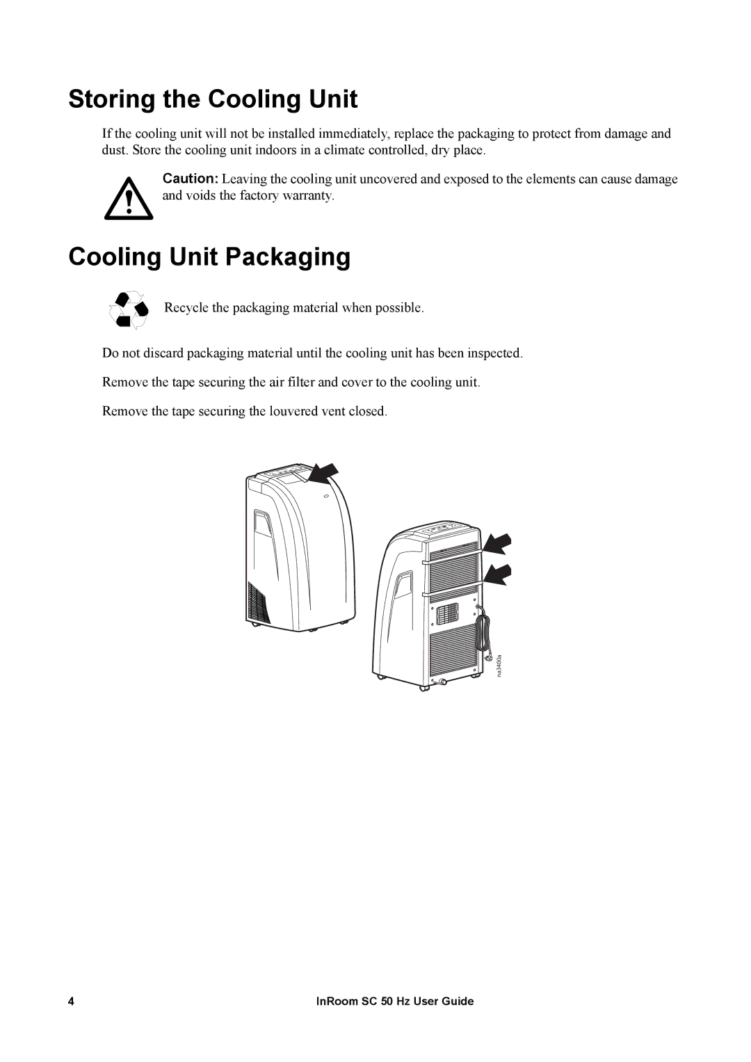 APC ACPSC3000 manual Storing the Cooling Unit, Cooling Unit Packaging 