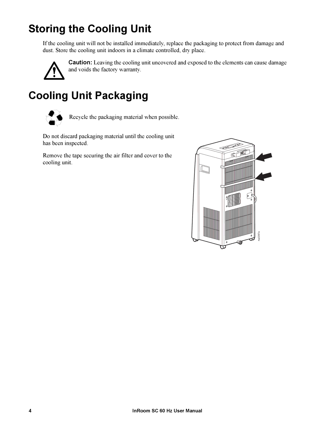 APC ACPSC3500, ACPSC2000 user manual Storing the Cooling Unit, Cooling Unit Packaging 