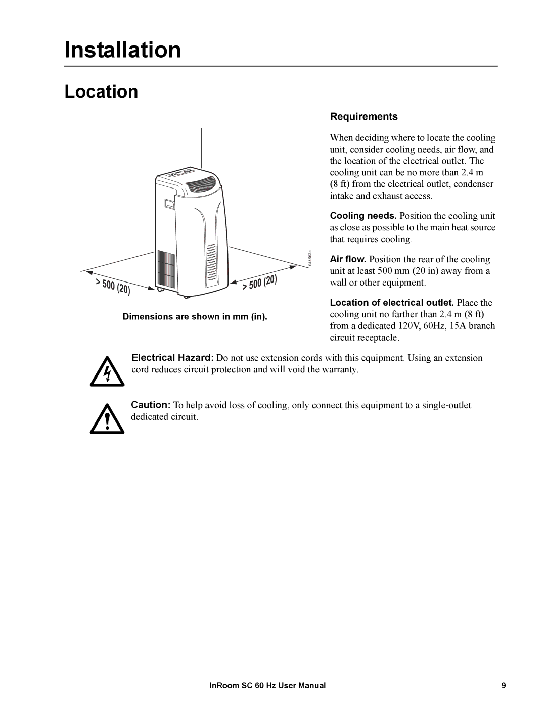 APC ACPSC2000, ACPSC3500 user manual Installation, Location, Requirements 